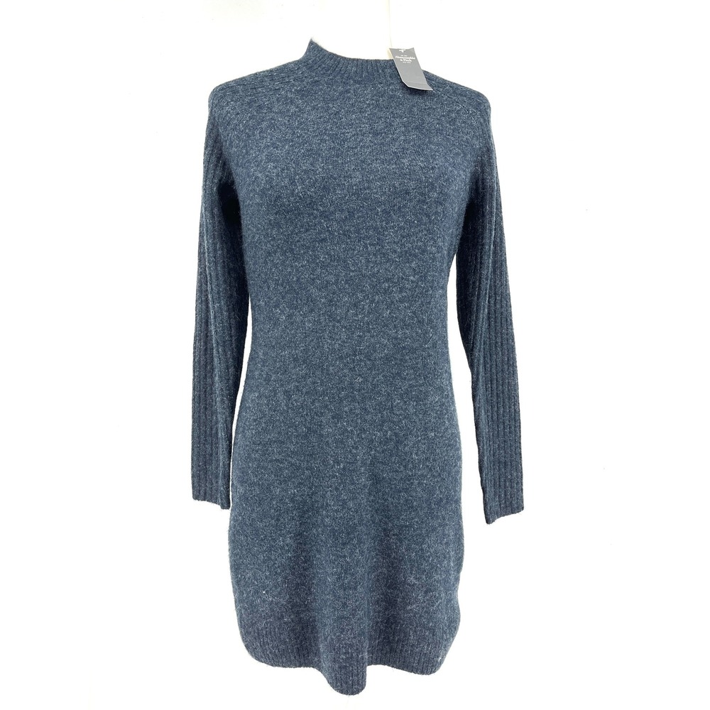 Abercrombie Fitch NWT Charcoal Grey Button Back Sweater Dress Size S Miniβ